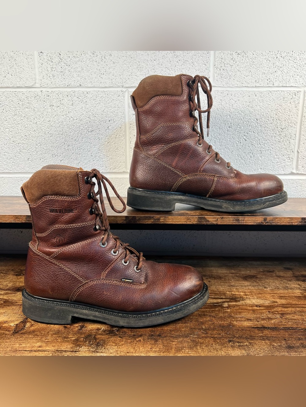 Wolverine Work Boots Brown Leather Slip & Oil Resistant Lace Up Men's 11.5